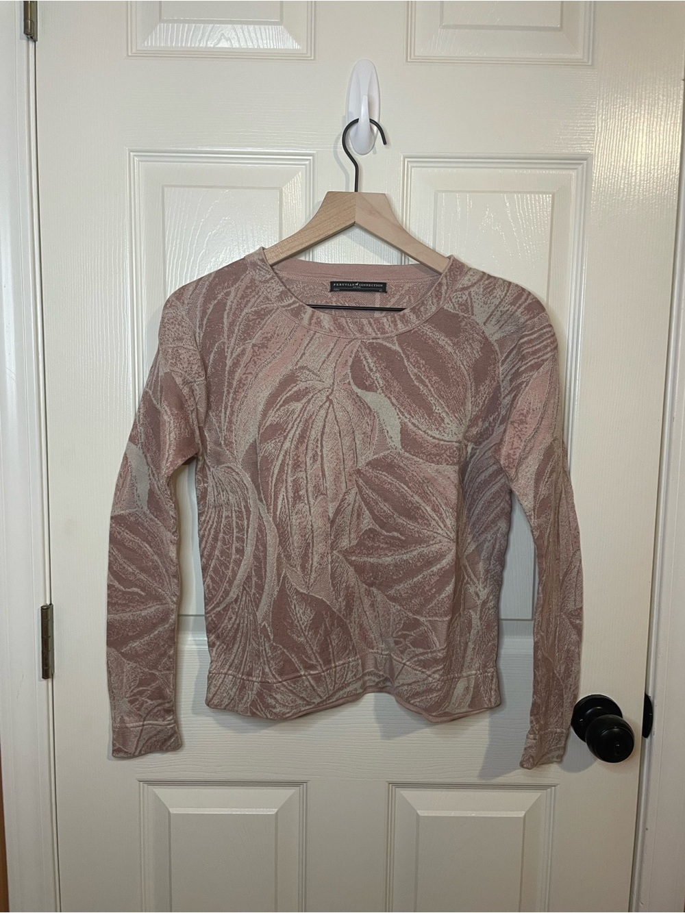 Peruvian Connection Palm Leaves Cotton Long Sleeve Top Size Extra Small